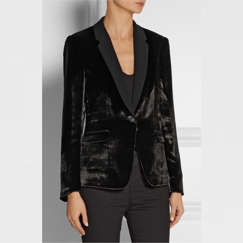 374 NWT Rag & Bone Velvet Black Blazer Size 0 Color Black